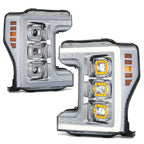 Chrome Amber Full LED Project Headlight Assembly for Ford F-250 F-350 (2017–2019)
