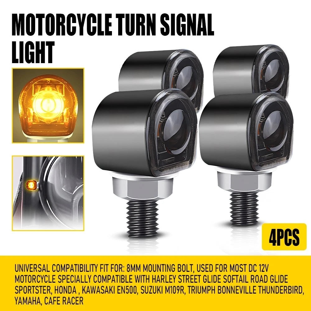 4X Amber LED Turn Signal Lights for Motorcycle (EXV)