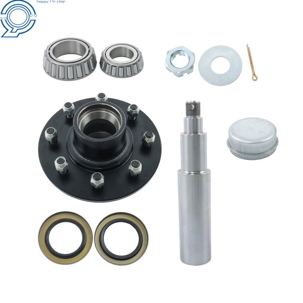 8-Lug 6.5" Wheel Hub Kit for Round Spindle and Bearing (Fits Various Models)