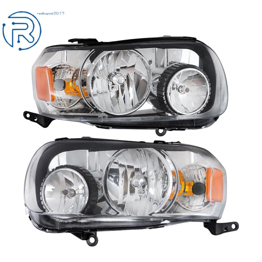 Set of 2 Halogen Chrome Headlight Assembly for Ford Escape (2005–2007)