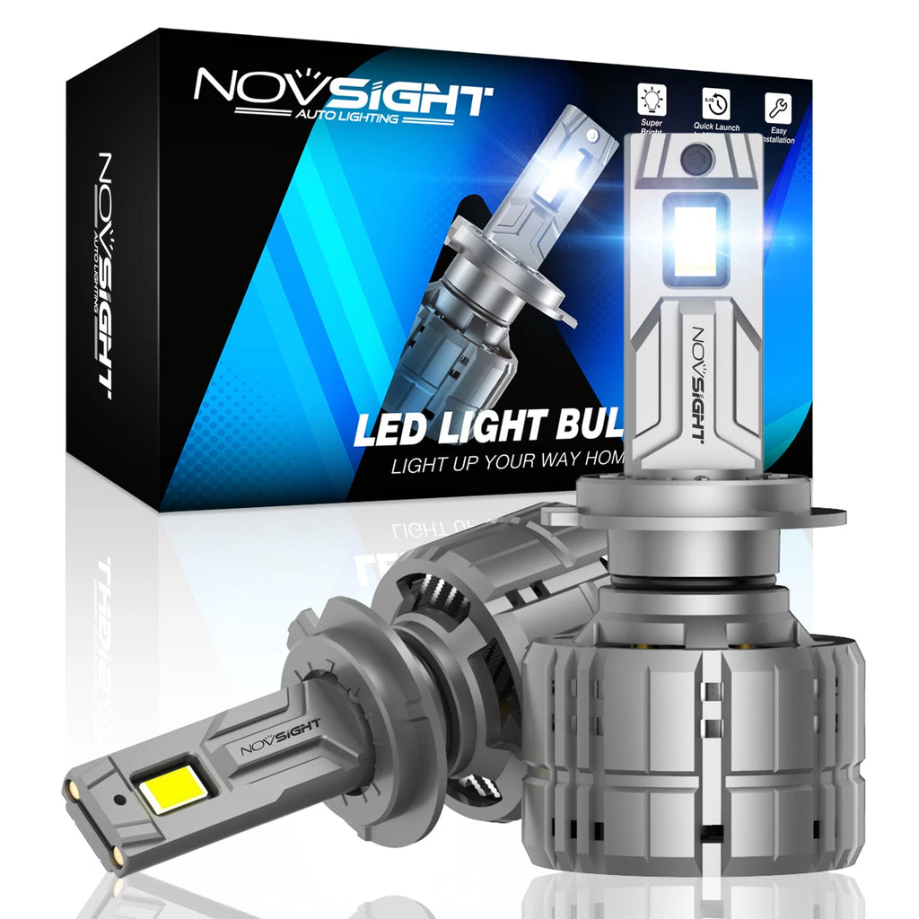 2X H7 LED Headlight Bulbs for NOVSIGHT (50000LM, 6500K, 200W)