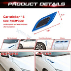 Blue Carbon Fiber Pattern 3D PVC Night Reflect Car Vent Edge for 6x (2024-2026)