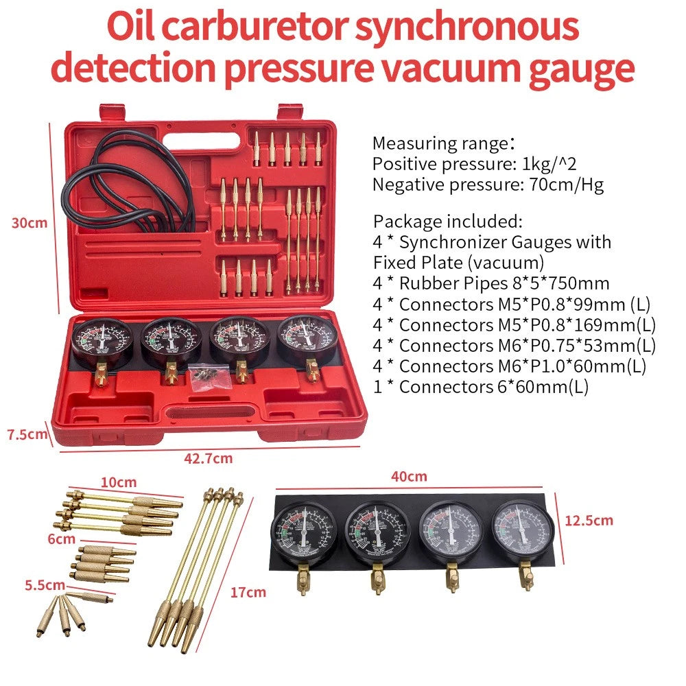 Set of 4 Fuel Vacuum Carburetor Synchronizer Tools for