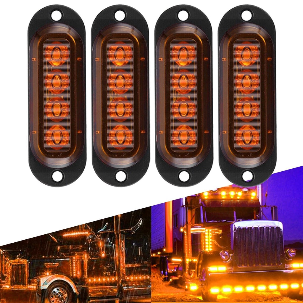 4X Amber LED Side Marker Lights for RV Truck Trailer