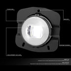 Chrome Housing LED Projector Fog Light Lamps Assembly for Kenworth T680 (2011–2022)