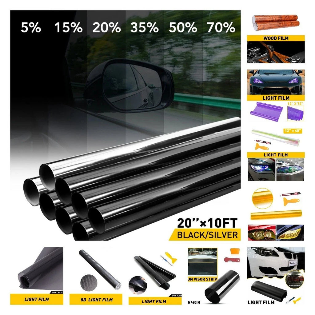Window Tint Film for Car Home Interior Silver/Black (Heat Protection)
