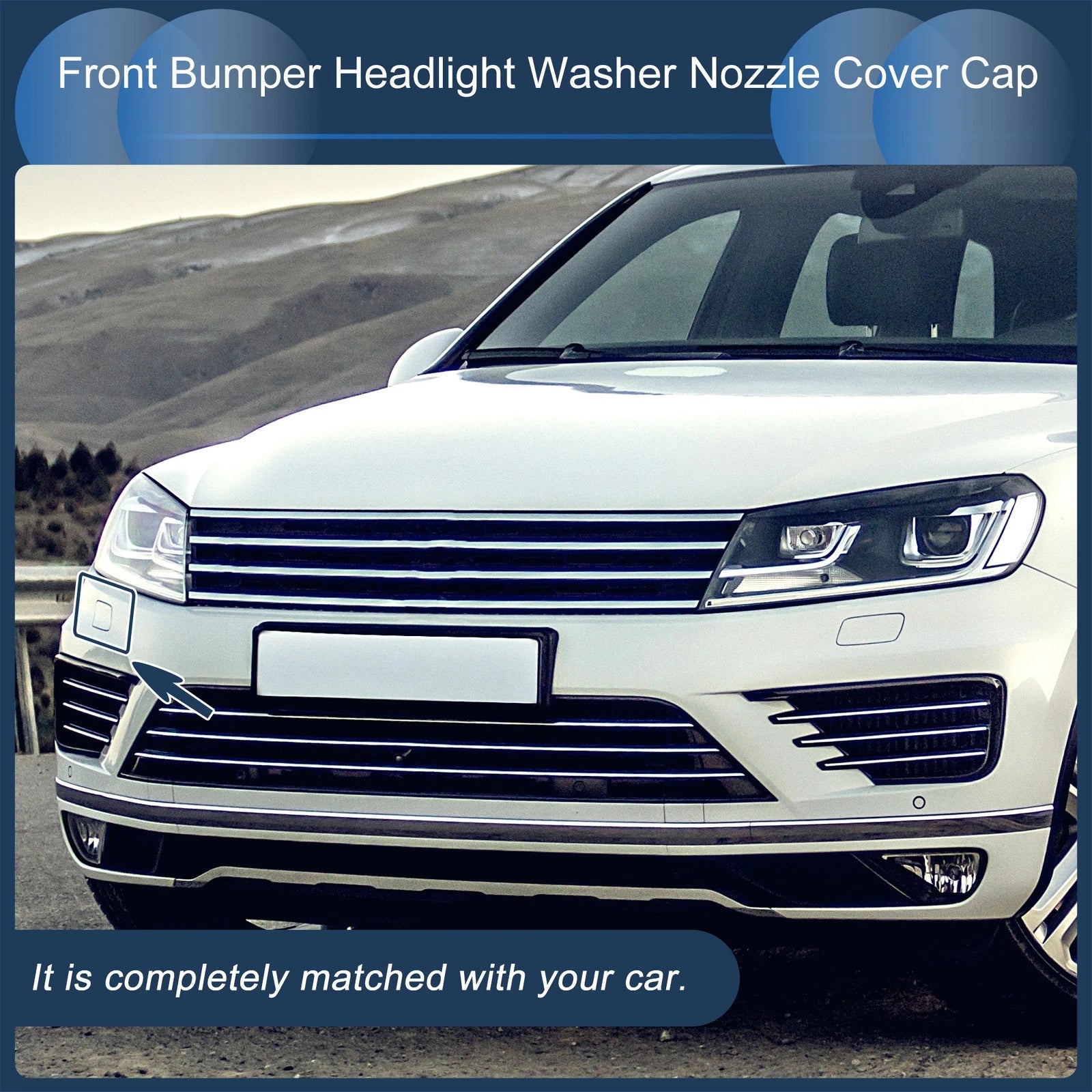 Front Right Washer Nozzle Cover Cap for Volkswagen Touareg (2002–2006) Black