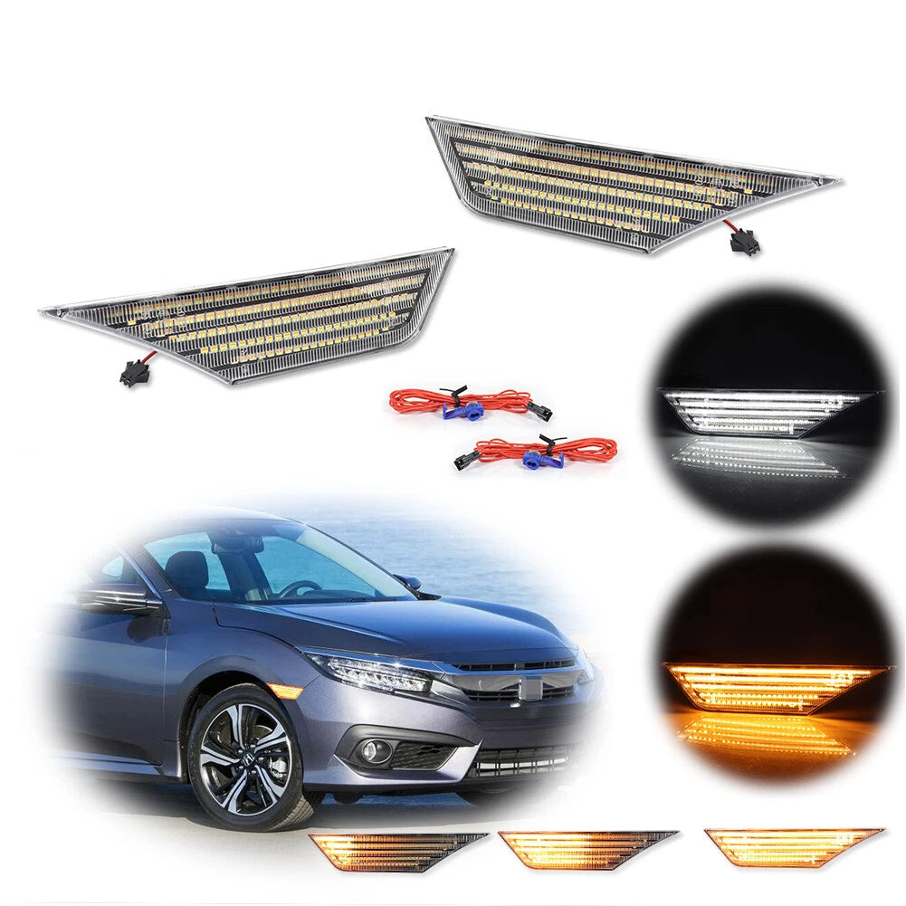 2X Side Marker Light Sequential Turn Signal Lamps for Honda Civic (2016–2021)