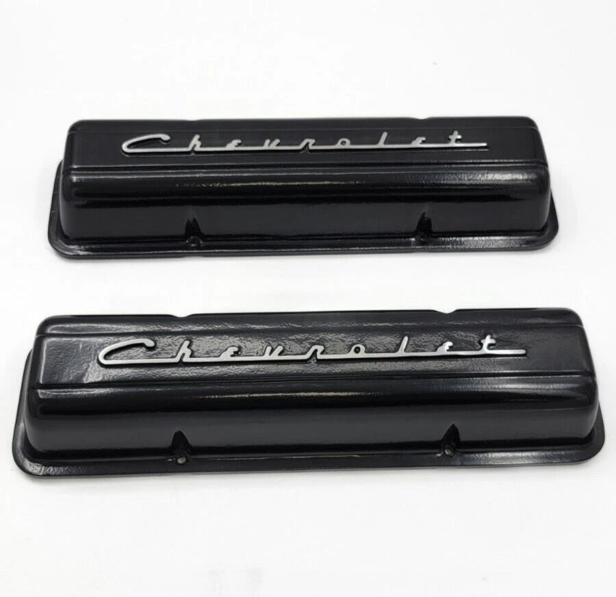 Valve Covers for Chevrolet SBC Small Block Black Script No Holes (1938–1969)