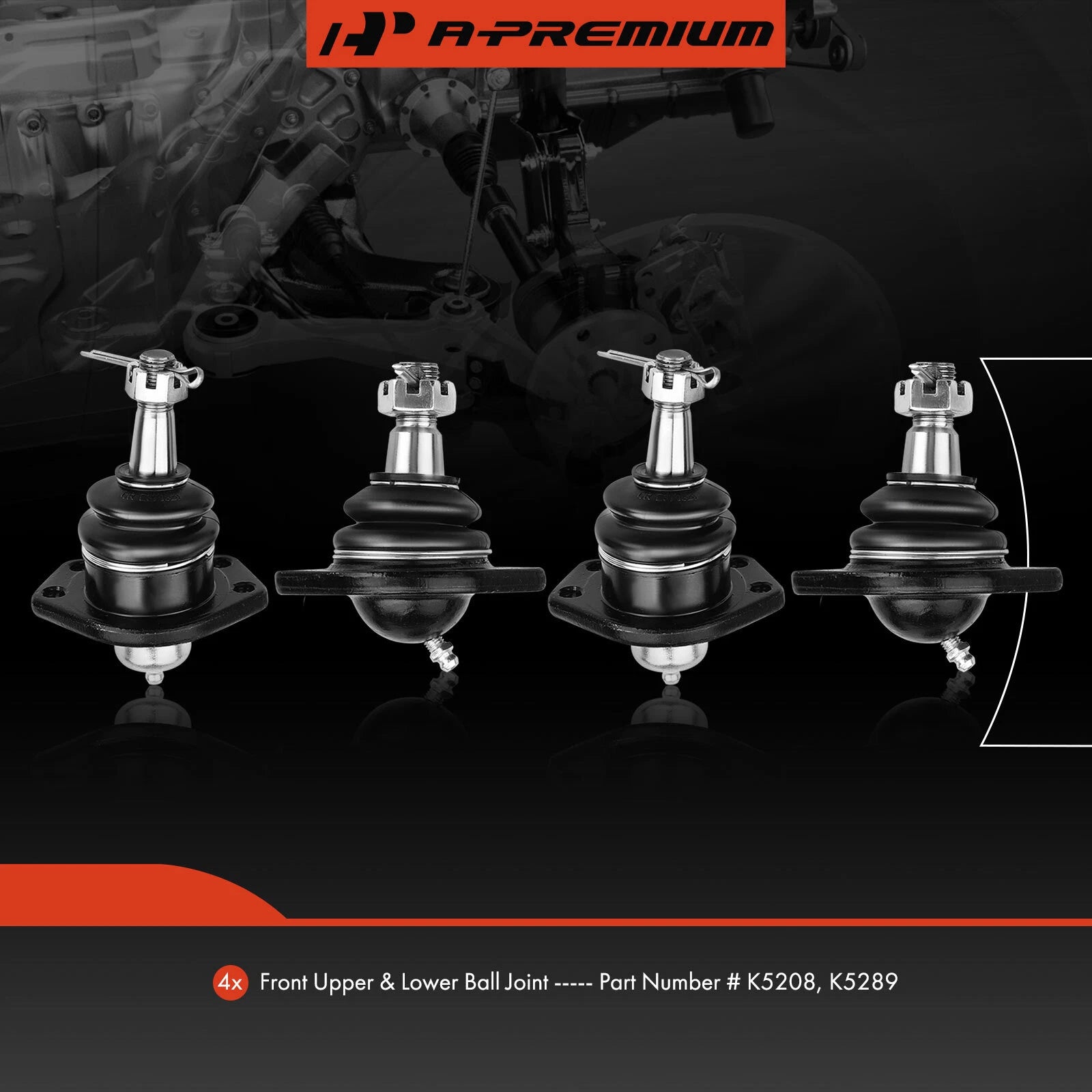 Set of 4 Front Lower & Upper Ball Joints for Chevrolet Blazer S10 GMC Jimmy (1995–2005)