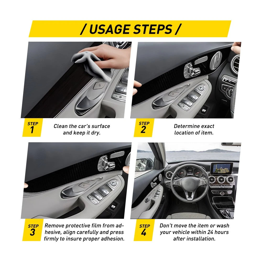 Carbon Fiber Look Interior Trim Decals for Mercedes-Benz C-Class (2015–2018)