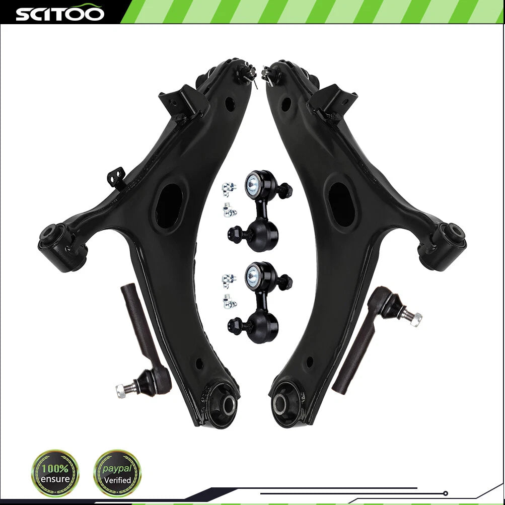 6Pcs Control Arm w/ Ball Joints Tie Rod End Sway Bar End Link for Subaru Impreza