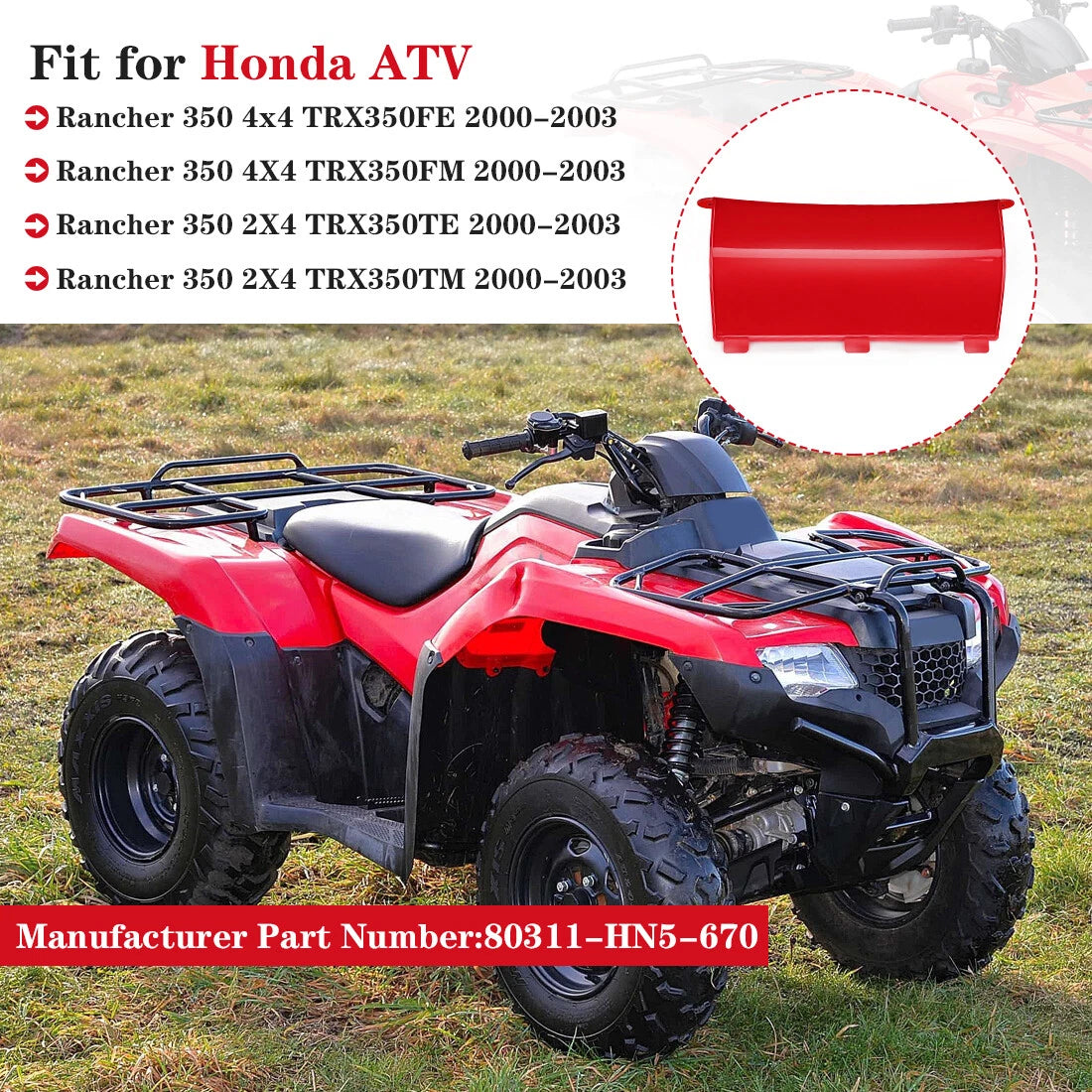 Battery Cover Lid for Honda TRX350 Rancher (2000–2003) Red