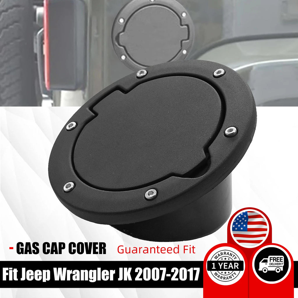 Fuel Filler Door Cap for Jeep Wrangler JK (2008–2017) - Black Lock Gas Cover