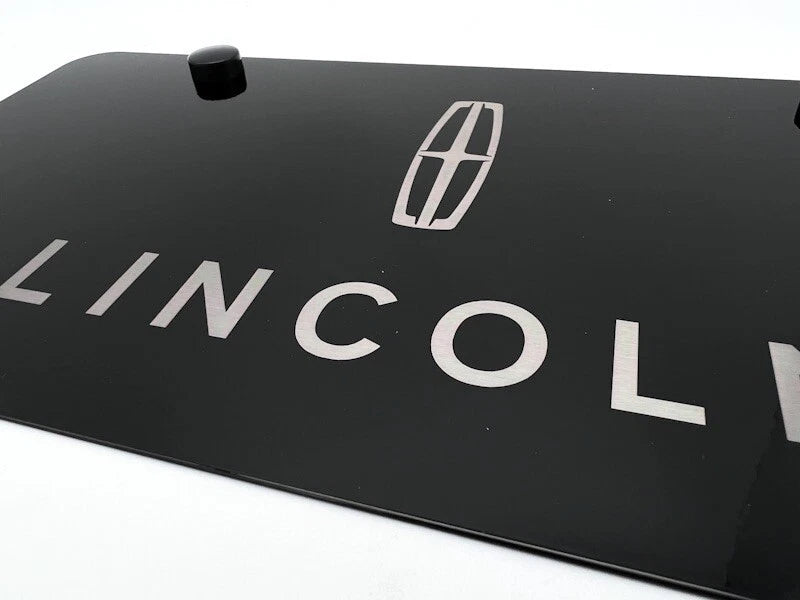 License Plate Frame Black Stainless Laser Etched Lincoln Script for Lincoln (2000–2020)