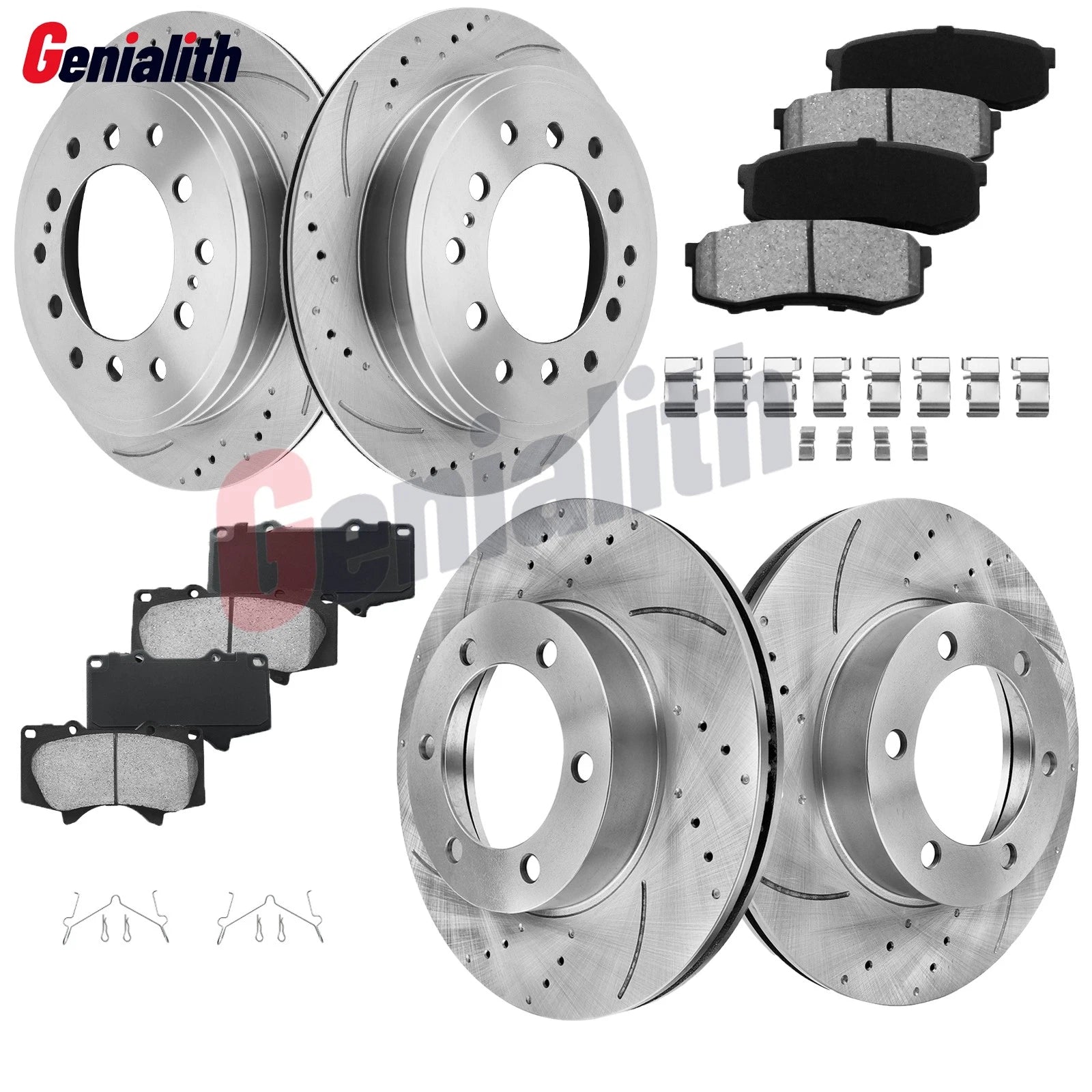 Set of 4 Disc Rotors + Ceramic Brake Pads for Toyota Sequoia (2001–2007)
