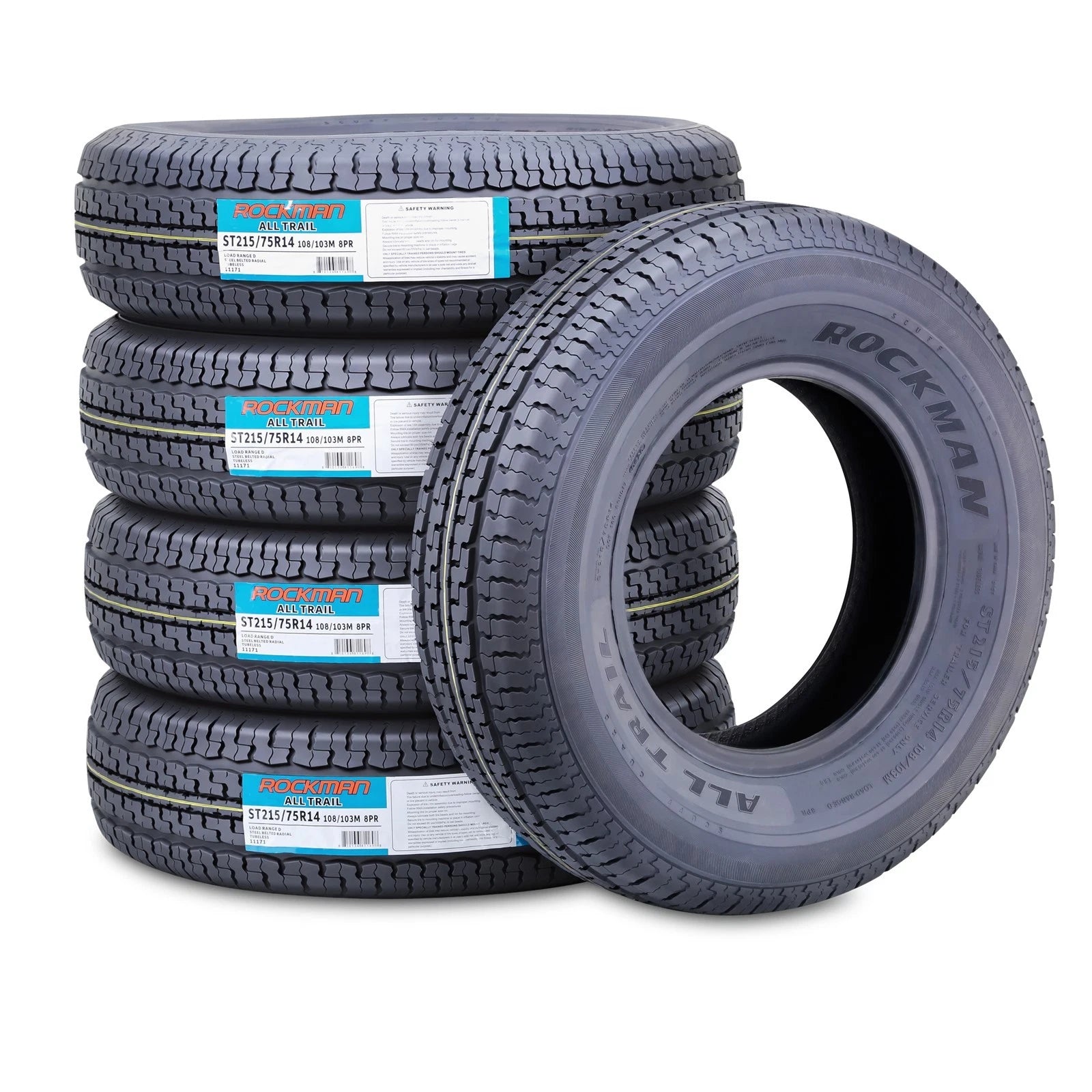 Set of 4 ROCKMAN ST215/75R14 8-Ply Trailer Tires 11171