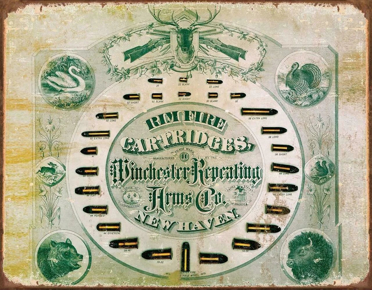 Winchester Rimfire Metal Tin Sign for Cabin Home Wall Decor (#2441)