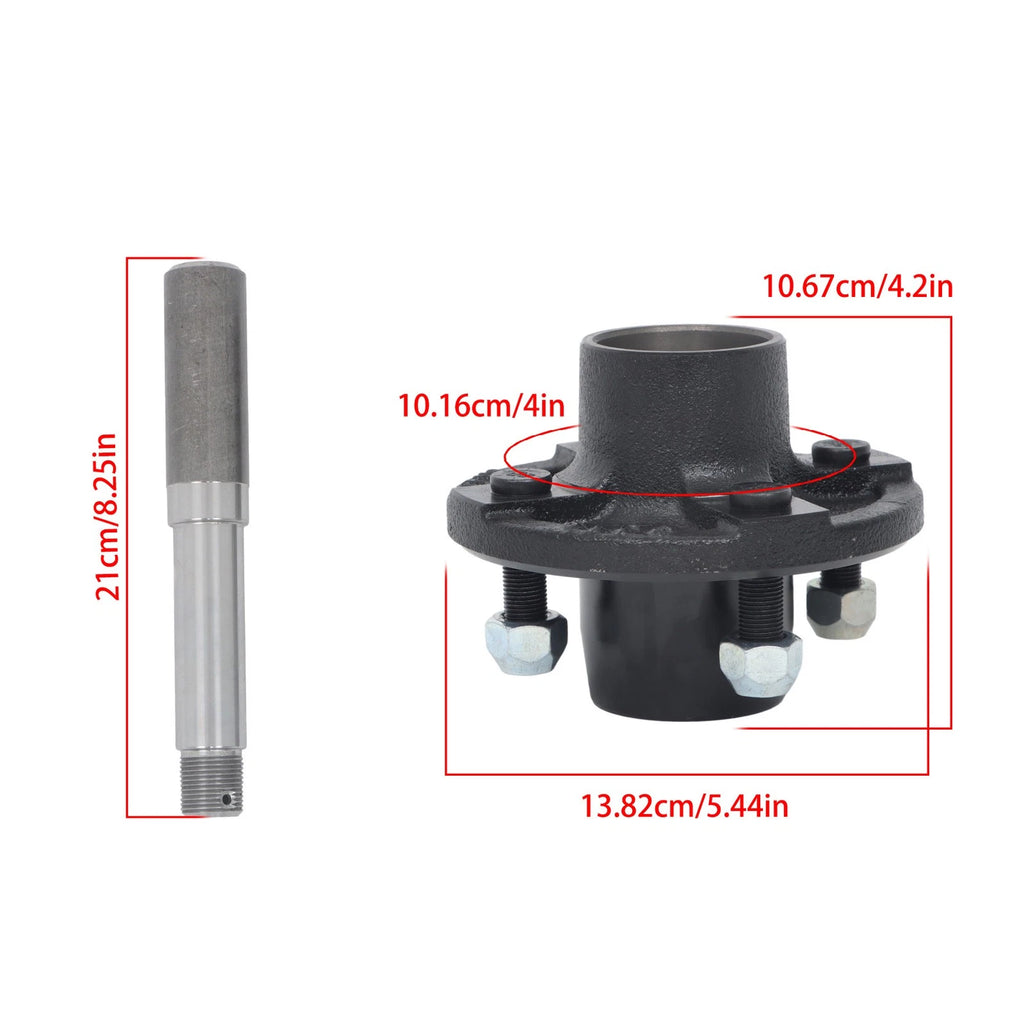 Set of 2 Straight Spindles & Bearings for 4-Bolt Hub Assembly