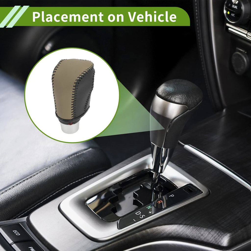 1 Pc Gear Shift Knob Cover for Honda Civic (2016–2021) Beige Black Faux Leather