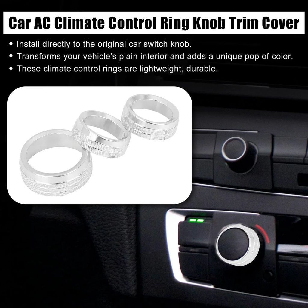 3 x AC Climate Control Ring Knob Trim Covers for Dodge Charger (2015-2023)