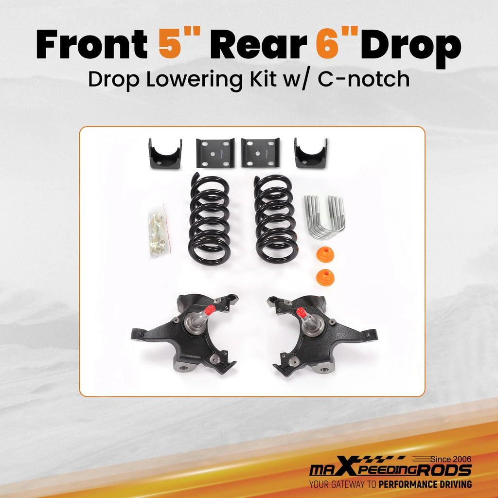 Front 5" Rear 6" Drop Kit for Chevrolet GMC C1500 (1988–1998) w/Spindle Flip Kit