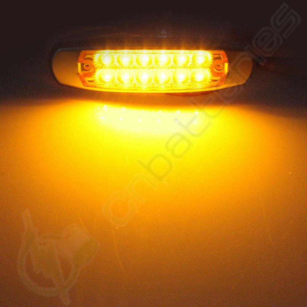 12x Amber Thin Side Marker Clearance Light for Freightliner (LED, Chrome)
