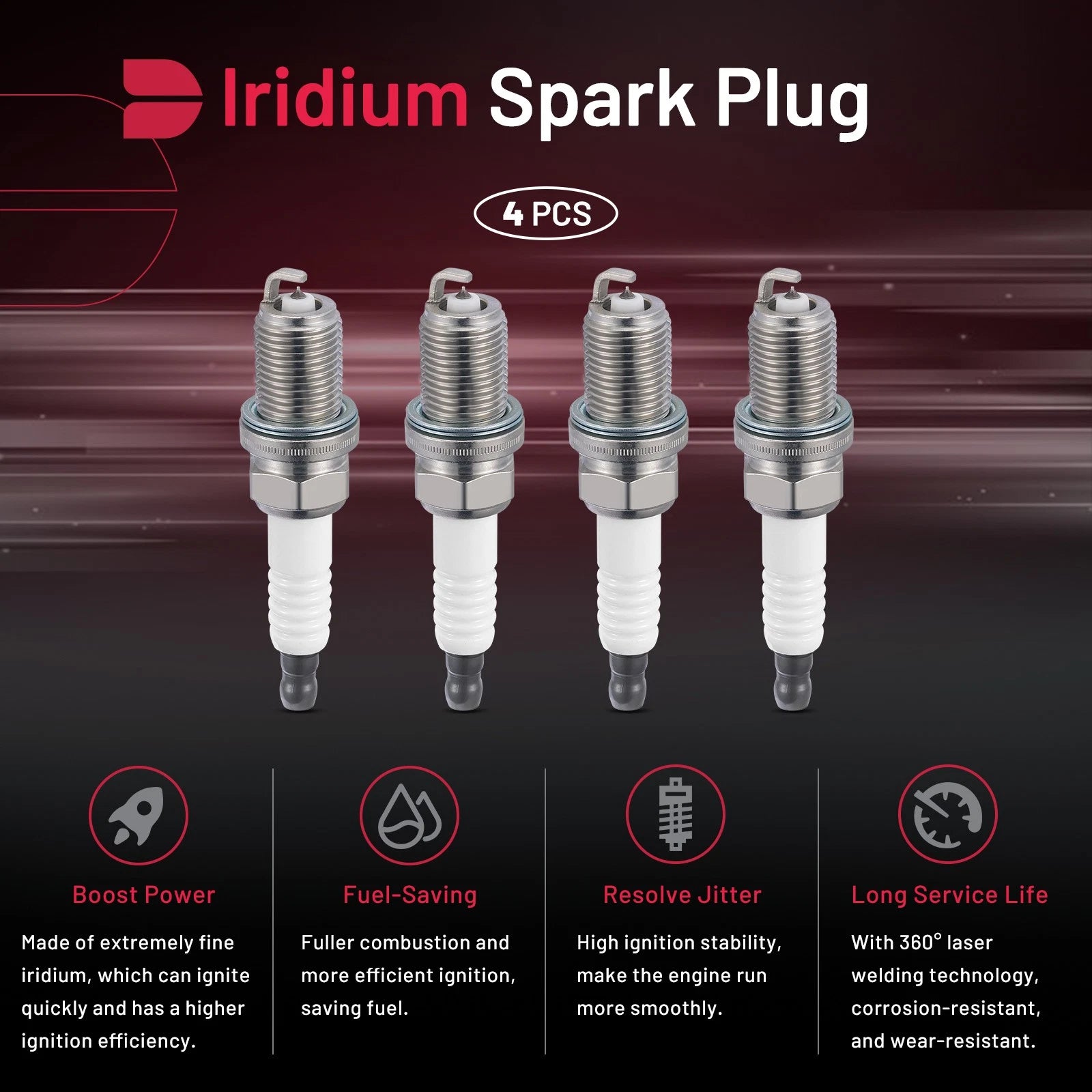 Set of 4 Iridium Spark Plugs 2668 for Porsche Audi A6 Quattro A7 Volkswagen
