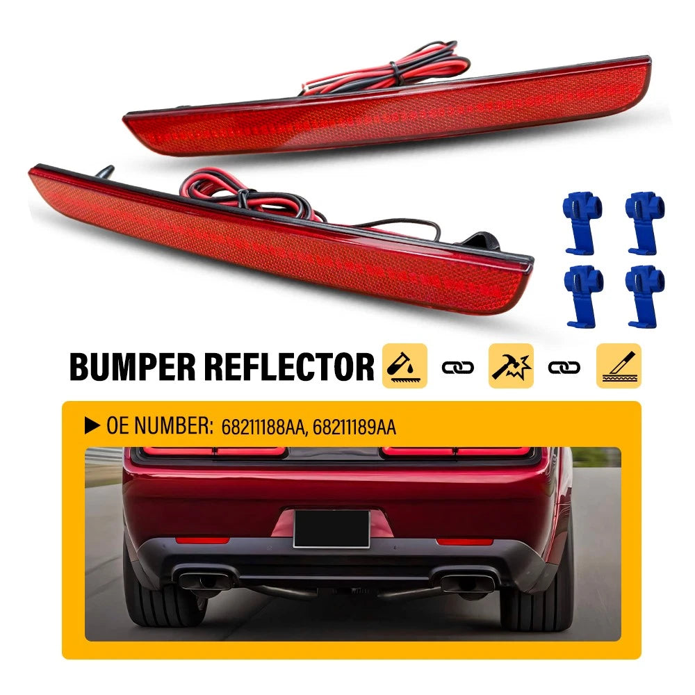2X Red LED Rear Bumper Reflector Light for Dodge Challenger (2015–2022) EXV