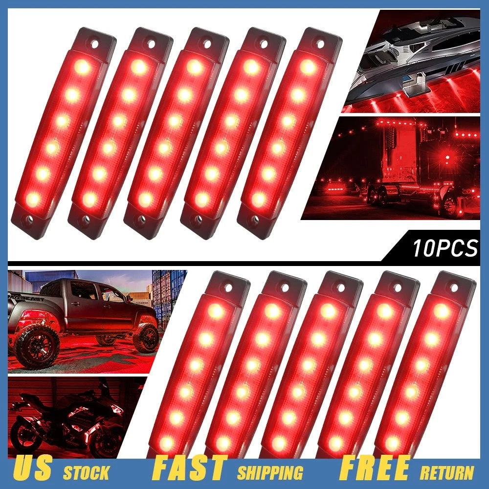10x 3.8" Smoked Red LED Clearance Side Marker Lights for Trailer Truck RV