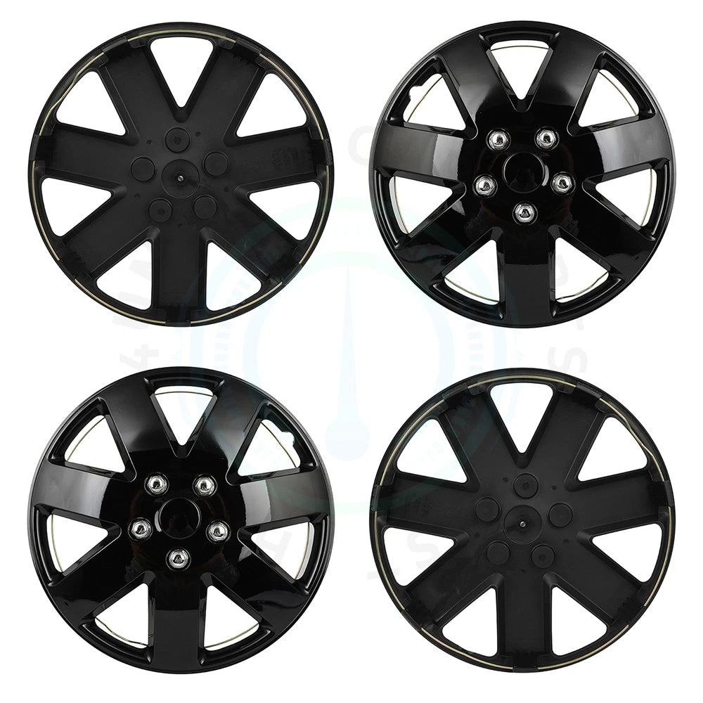 Set of 4 Black 16" Wheel Hub Caps for R16 Tire 5 Lug Wheels