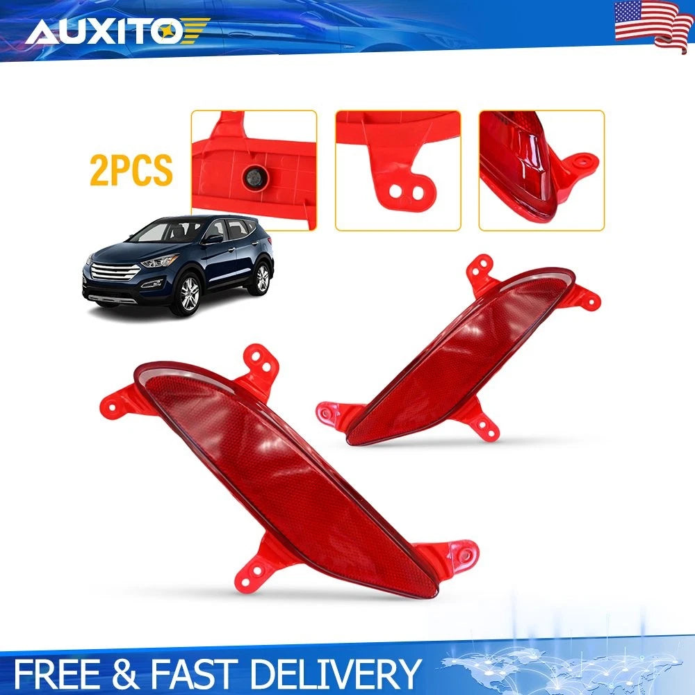 Pair of Red Rear Bumper Reflectors for Hyundai Santa Fe Sport (2013–2016)
