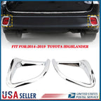 2X Rear Bumper Fog Light Lamp Cover for Toyota Highlander (2014–2017) Chrome