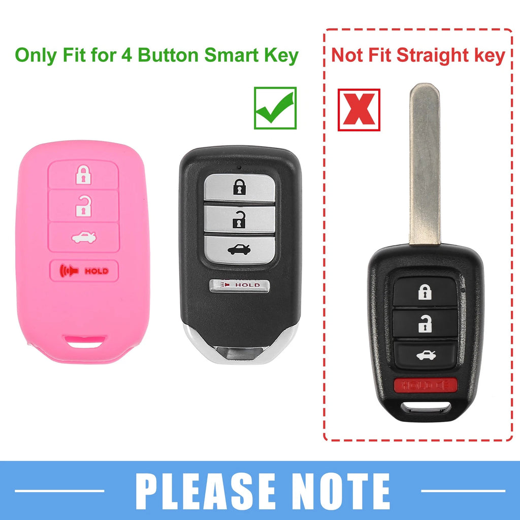 2X Smart Key Fob Cover for Honda Accord EX EXL EX-L (2013–2018) Black Pink