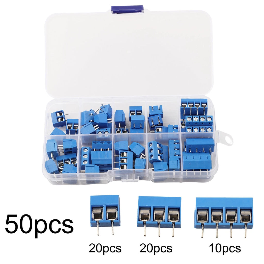50 Pcs Screw Terminal Block Connector 5.0mm Pitch Straight Pin