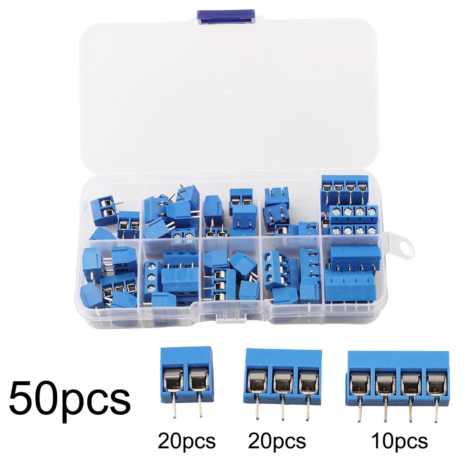 50 Pcs Screw Terminal Block Connector 5.0mm Pitch Straight Pin