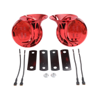 Pair Red Waterproof Car Horns for Universal Fit (12V)