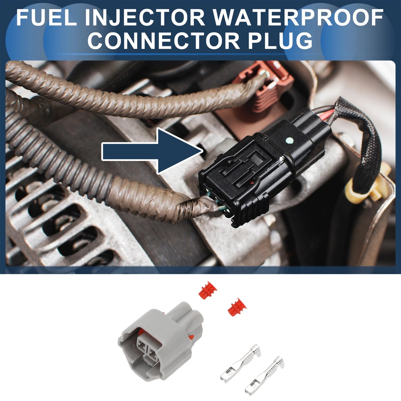2 Pin Fuel Injector Waterproof Connector Plug for Nissan 