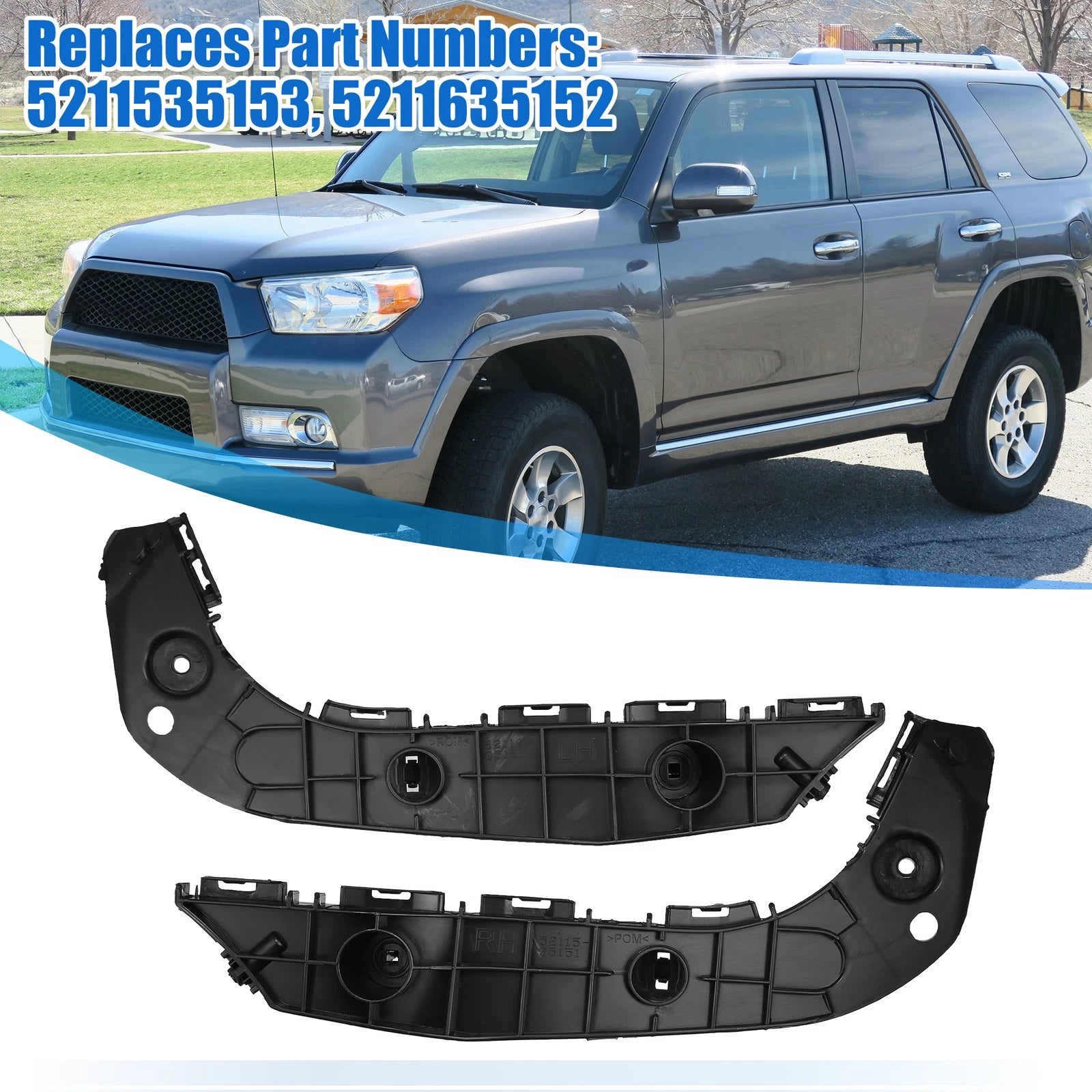 1 Pair Front Bumper Mounting Support Bracket 5211535153 for Toyota 4Runner (2010–2023)