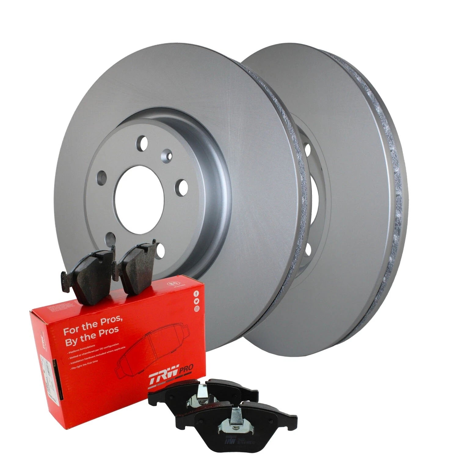 Front Brake Kit 320mm Disc Rotors & TRW Pro Low-Met Pads for Audi A4 A5 A6 Q5 Q7 (2008–2016)
