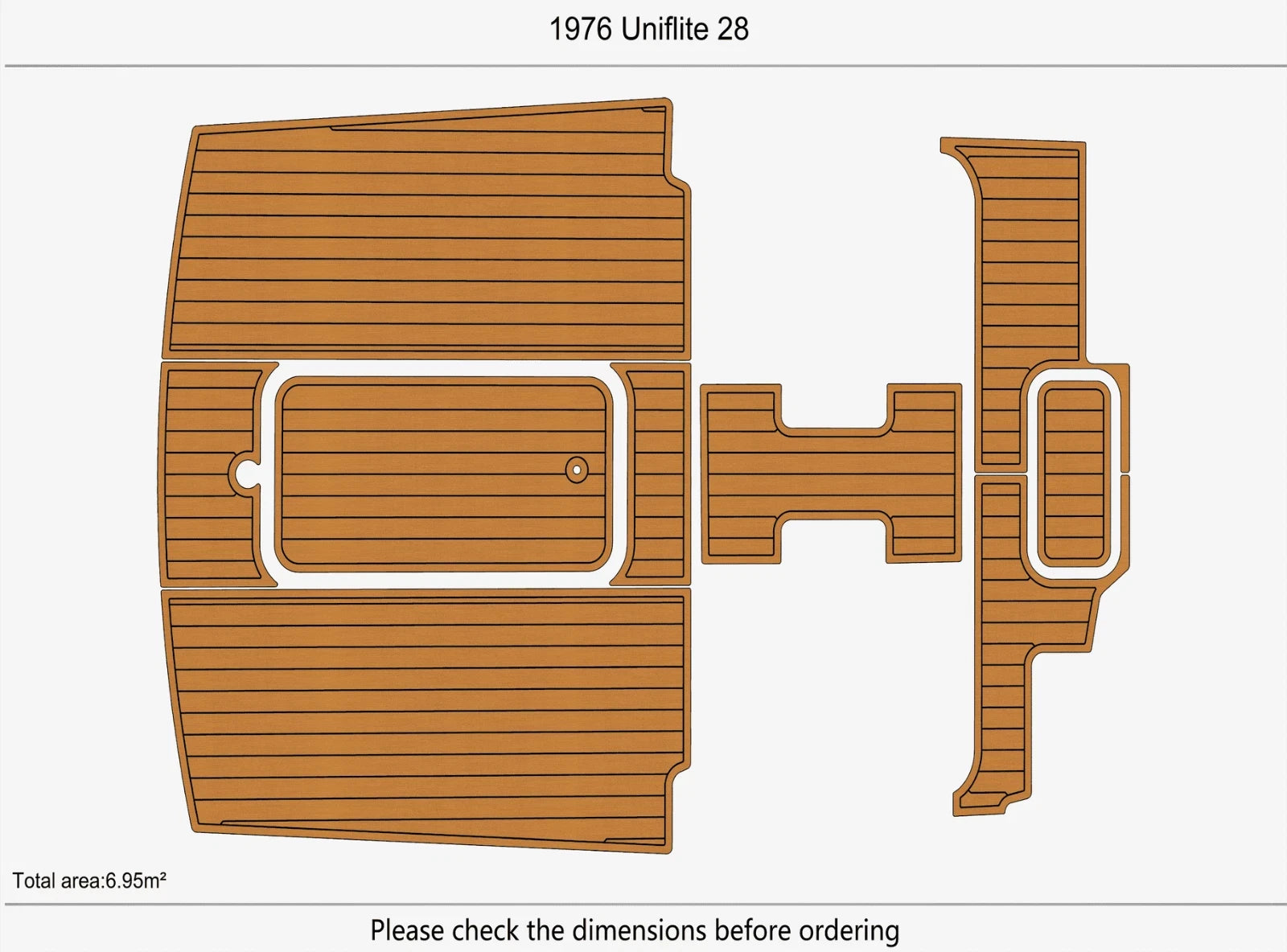 EVA Pad Faux Teak Flooring Mat for Uniflite 28 (1976)