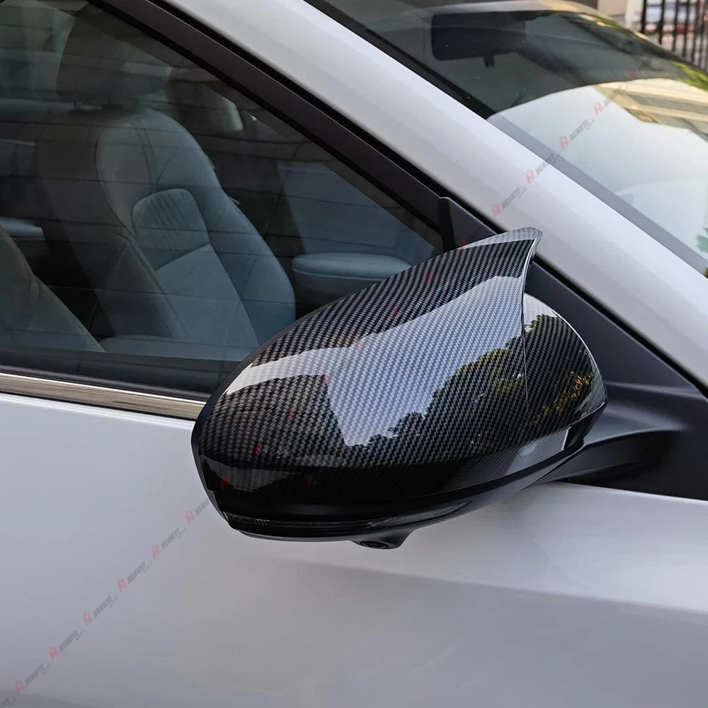 Add-on Horn Style Side Mirror Cover Caps for Nissan Sentra (2024–2024) Glossy Black