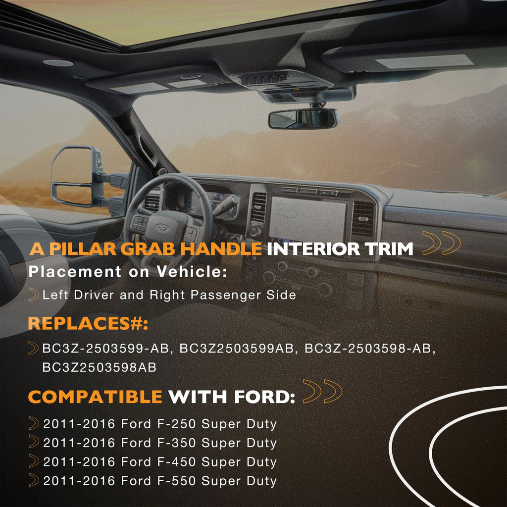 Pair A-Pillar Interior Trim Grab Handles for Ford F-250 (2011–2016)