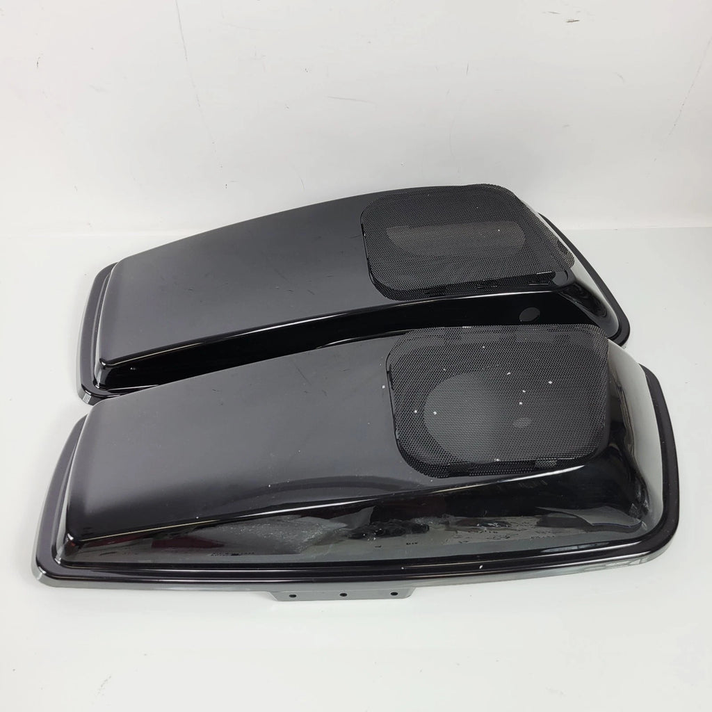 Set of 2 Black Speaker Saddlebag Lids for Harley Touring (2014–2023)