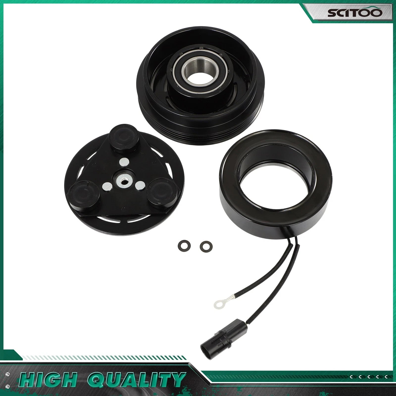 AC Compressor Clutch Kit w/ 4 Grooves for Hyundai Tucson (2005–2009) Elantra Tiburon