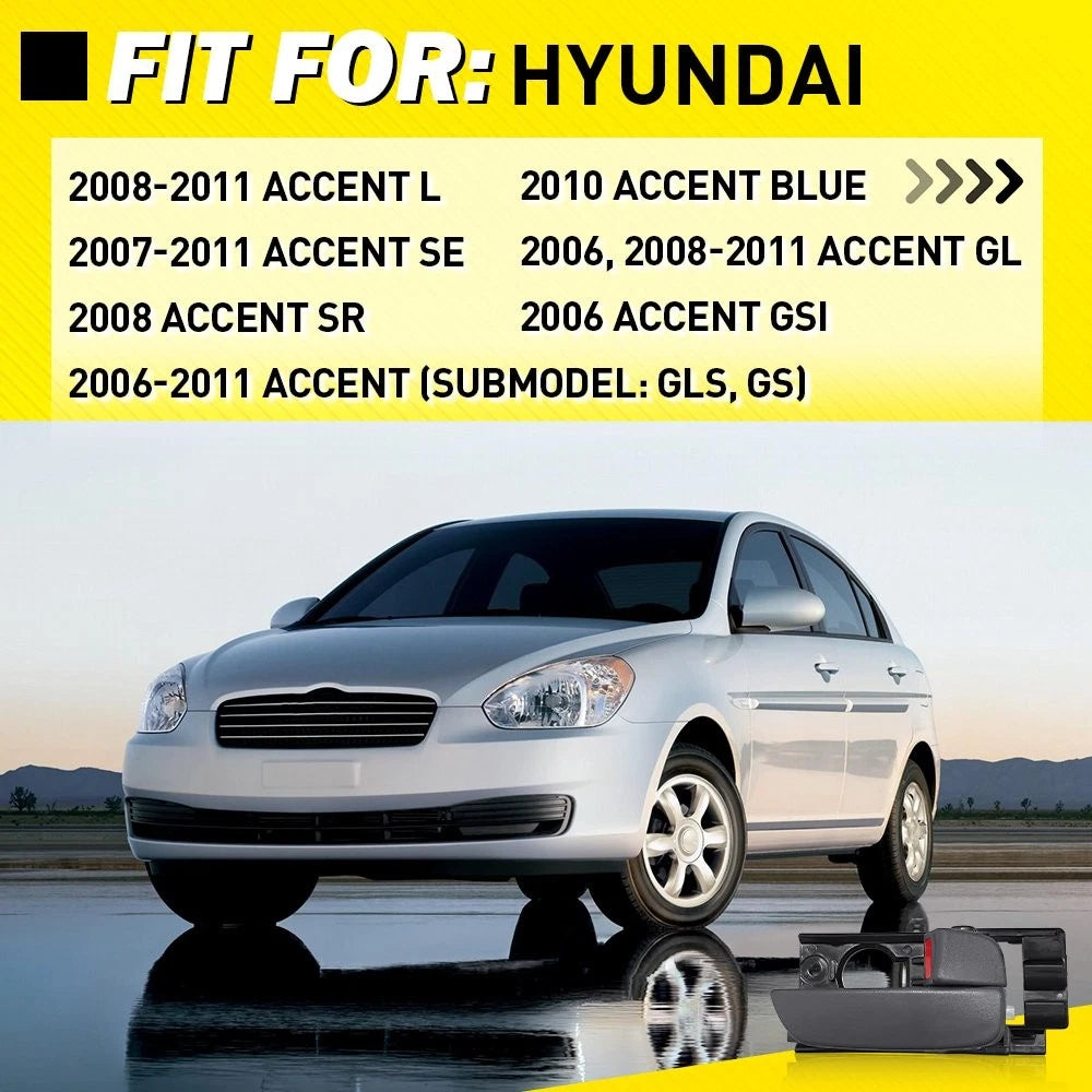 Set of 4 Interior Door Handles for Hyundai Accent (2007–2011)