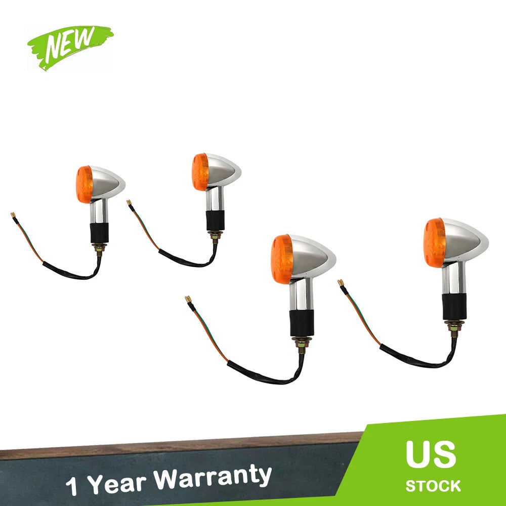 Set of 4 Amber Chrome Turn Signal Indicator Lights for Honda (YYYY–YYYY)