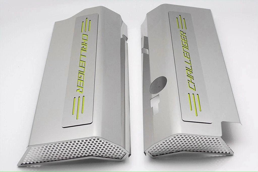 Fuel Rail Covers w/Sublime Green "Challenger" Inlay for 2008-11 SRT8 w/OE Intake