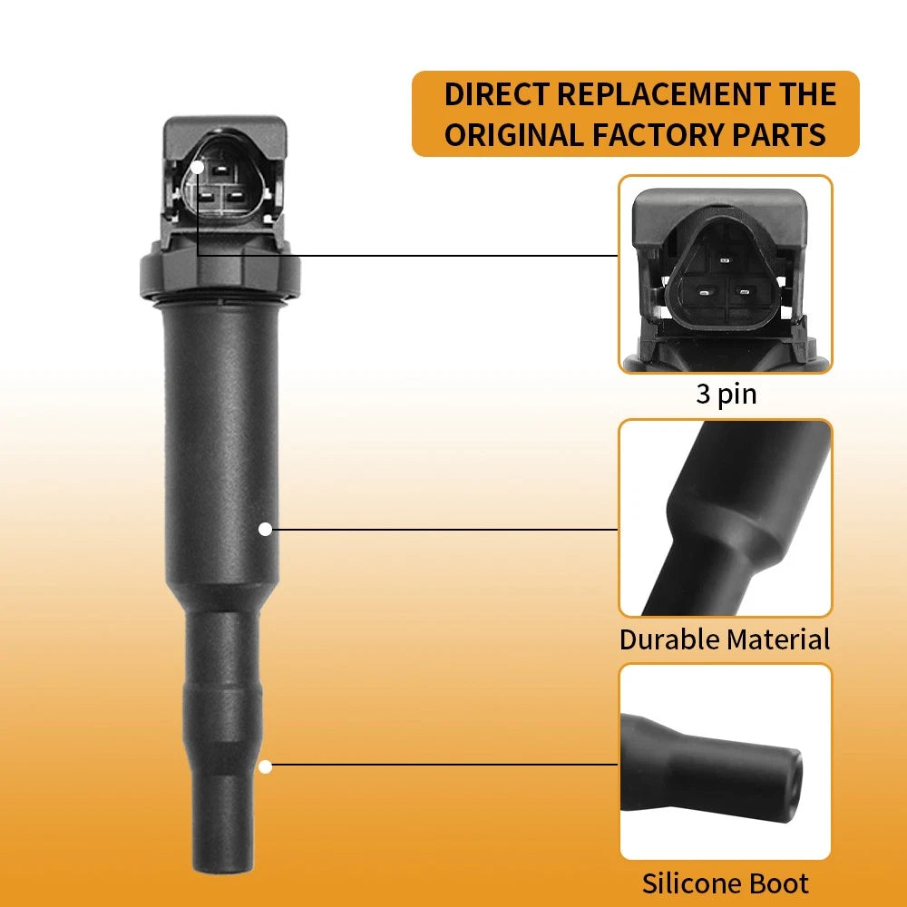 6x Ignition Coil 0221504470 + 6x Spark Plug 12122158253 for BMW 128i 328i X3 (2008–2013)