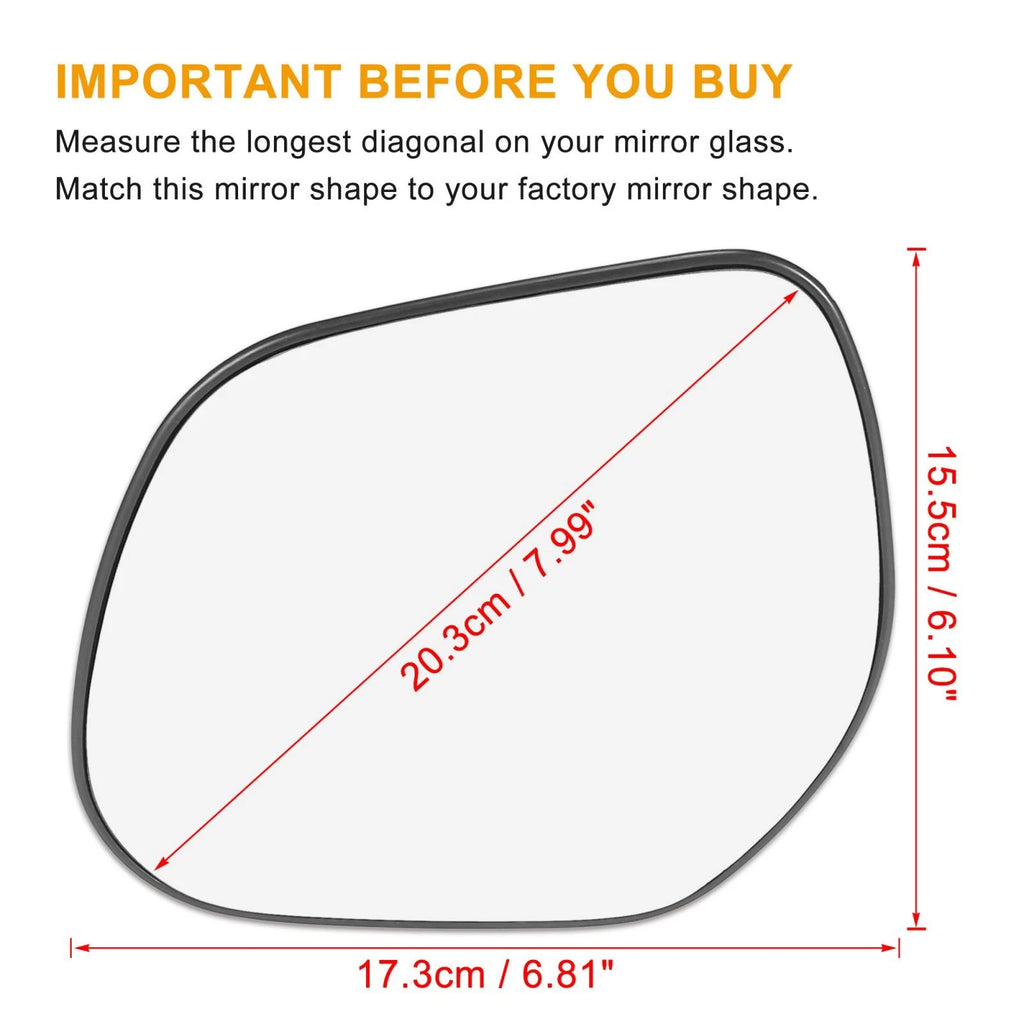 Left Side Heated Mirror Glass with Backing Plate for Mitsubishi Outlander (2014–2021)